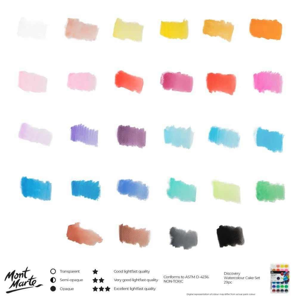Wide Range of Colours - Mont Marte Set of 29 Watercolours
